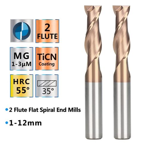 1pcs/8pcs Nano Coat Flat Nose End Mill CNC Router Bits 1-12mm Two Flutes Carbide TiCN Coated Bit Machine Milling in Saudi Arabia