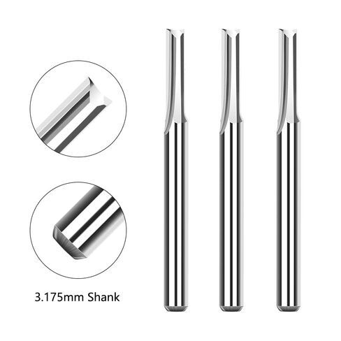 10pcs ﻿Straight End Milling Cutter 1/8 Inch Shank Carbide Mill ﻿Double Edged Straight Slot for Woodworking CNC Router Bit Tool in Saudi Arabia
