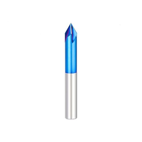 V-Groove 4-Flute راوتر بت 1/4 "عرقوب 60/90D الشطب مطحنة نانو الأزرق المغلفة كربيد نهاية مطحنة لأداة طحن المعادن in Saudi Arabia