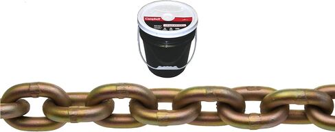Campbell 0510613 System 7 Grade 70 Carbon Steel Transport Chain in Round Pail, Yellow Chromate, 3/8" Trade, 0.41" Diameter, 75' Length, 6600 lbs Load Capacity in Kuwait