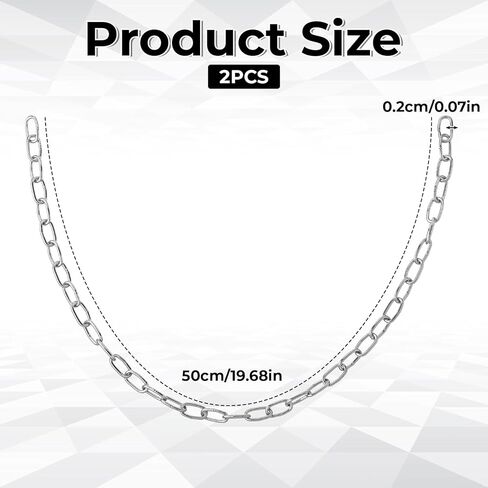 2 Pack Stainless Steel Small Chain Links for Hanging, Metal 50cm Length 2mm Thickness Heavy Duty Safety Link Coil Chains for Hanging Pulling Towing, Indoor Outdoor Use for Plants Bags Hammocks in Saudi Arabia