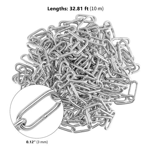 سلسلة لفائف من الفولاذ المقاوم للصدأ 33 قدم × 1/8 بوصة، سلسلة ربط معدنية شديدة التحمل 3 مم، سلسلة مطلية بالزنك لأرجوحة مقطورة الشاحنة، معلقة in Kuwait