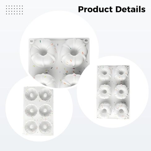 Nonstick 2 Pcs Mini Flan Baking Modules, 6 Cavities Each, 10.8 X 6.7 X 1.6 in, for Fluted Tube Cake in Kuwait