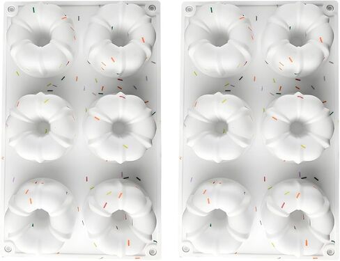 قطعتان من وحدات الفلان الصغيرة مع 6 تجاويف، 10.8 × 6.7 × 1.6 بوصة من السيليكون غير اللاصق، متعددة الاستخدامات لخبز الكعك الأنبوبي الصغير المخدد in Saudi Arabia
