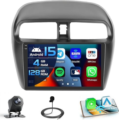 2+64G Android 13 Car Stereo Radio for Mitsubishi Mirage 2012-2022, 9'' HD Touch Screen Compatible with CarPlay Android Auto, AHD Backup Camera, Mirror Link, GPS, WiFi, DSP in Kuwait
