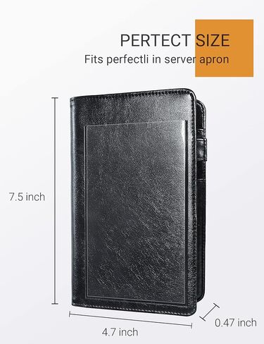 Mymazn Custom Server Book for Waitress with Clear Photo Pocket – Slim Guest Check Organizer & Money Holder – Fits Most Server Aprons for Restaurants, Bars & Cafes (Black) in Saudi Arabia
