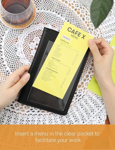 Mymazn Custom Server Book for Waitress with Clear Photo Pocket – Slim Guest Check Organizer & Money Holder – Fits Most Server Aprons for Restaurants, Bars & Cafes (Black) in Saudi Arabia
