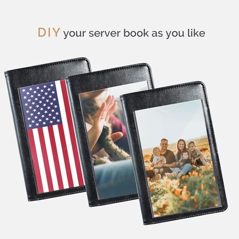 Mymazn Custom Server Book for Waitress with Clear Photo Pocket – Slim Guest Check Organizer & Money Holder – Fits Most Server Aprons for Restaurants, Bars & Cafes (Black) in Saudi Arabia
