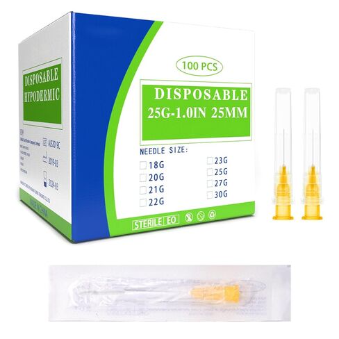 100 Pack 25 Ga 25mm 1IN Disposable Dispensing Needles for Scientific and Industrial Dispensing, Individually Wrapped in Saudi Arabia
