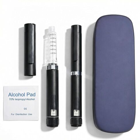 60 Unit Peptide Pen, Reusable Peptide V2 Pens for 3ml Cartridges - Daily Use with Smooth Plunger & Travel Case, Universal Compatibility, Includes 50 Prep Pads, Black in Kuwait