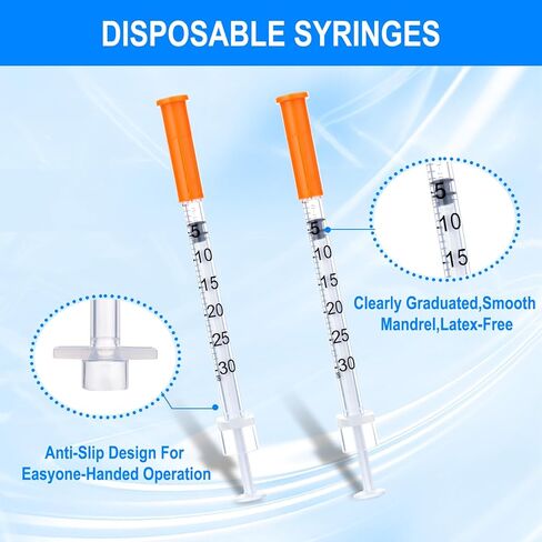 30 Pack 31G-1/4"(6mm) 0.3cc/mL Jeringa Lab Supplies Disposable Liquid Measurement Tool, Individually Wrapped in Kuwait