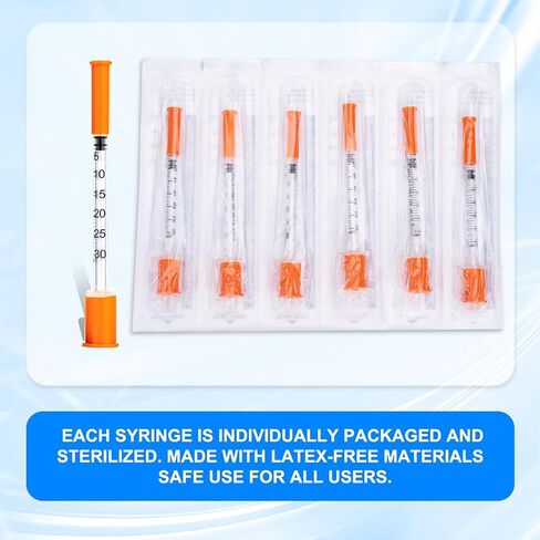 30 Pack 31G-1/4"(6mm) 0.3cc/mL Jeringa Lab Supplies Disposable Liquid Measurement Tool, Individually Wrapped in Kuwait