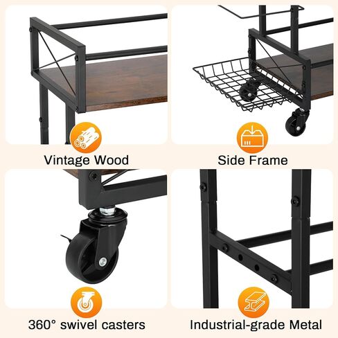 Yoga Mat Storage Rack, Home Gym Storage Rack, Retro Metal & Wood Weight Storage Racks for Yoga Mat, 360° Roller & Fitness Equipment, 60 Lbs per Shelf in Kuwait