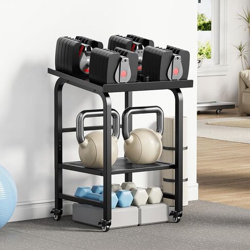 Dumbbell Stand Fits For Adjustable Weights Dumbbell Rack With Wheels 500lbs Loading（Rack Only） in Kuwait