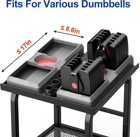 Dumbbell Stand Fits For Adjustable Weights Dumbbell Rack With Wheels 500lbs Loading（Rack Only） in Kuwait