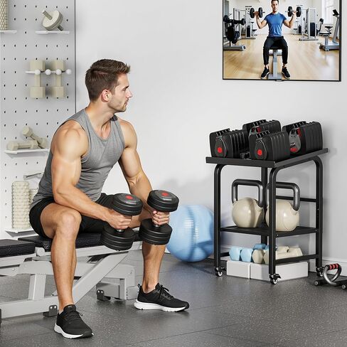 Dumbbell Stand Fits For Adjustable Weights Dumbbell Rack With Wheels 500lbs Loading（Rack Only） in Kuwait