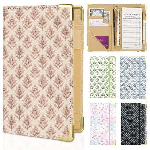 Server Book, Server Books for Waitress with Zipper Pocket, Cute Waitress Book with Pen Holder, PU Leather Serving Books Fit Server Apron, Pink in Kuwait