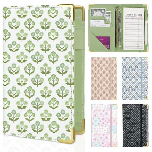 Server Book, Server Books for Waitress with Zipper Pocket, Cute Waitress Book with Pen Holder, PU Leather Serving Books Fit Server Apron, Pink in Saudi Arabia