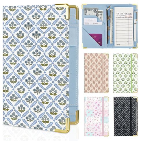 Server Book, Server Books for Waitress with Zipper Pocket, Cute Waitress Book with Pen Holder, PU Leather Serving Books Fit Server Apron, Pink in Saudi Arabia