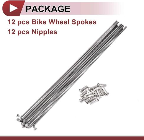 12 Set 14G Bicycle Spokes 193mm Bike Wheel Spokes 304 Stainless Steel Silver Tone in Kuwait