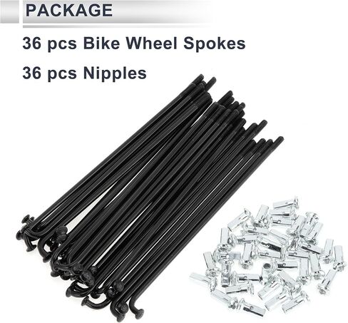 1 Set Universal Bicycle Spokes 12G 116mm Length Bike Wheel Spokes Nipple Black Carbon Steel in Kuwait