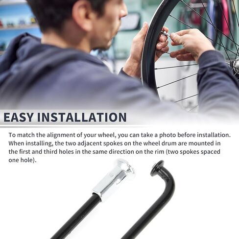 1 Set Universal Bicycle Spokes 12G 116mm Length Bike Wheel Spokes Nipple Black Carbon Steel in Kuwait