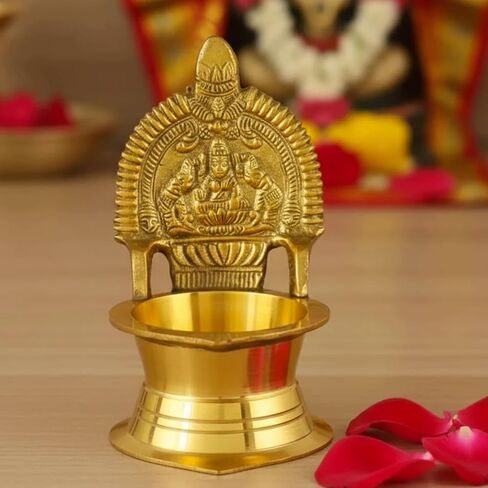 LoveNspire Kamakshi Deepam Brass Diya Kamatchi Vilakku Samai Ashta Lakshmi Oil Lamp Devi Maa Diwali Kamachi Diya Hindu Puja Religious Home Decor Pooja Lamp Indian Housewarming Wedding Return Gift Item in Kuwait