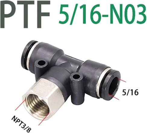 1pcs PTF Pneumatic Quick Connector N1/8" 1/4" 3/8" 1/2" NPT Internal Thread T-shaped tee British Pipe 5/32 1/4 5/16 3/8 PU Air Pipe(PTF 5l16-N03(NPT3l8)) in Saudi Arabia