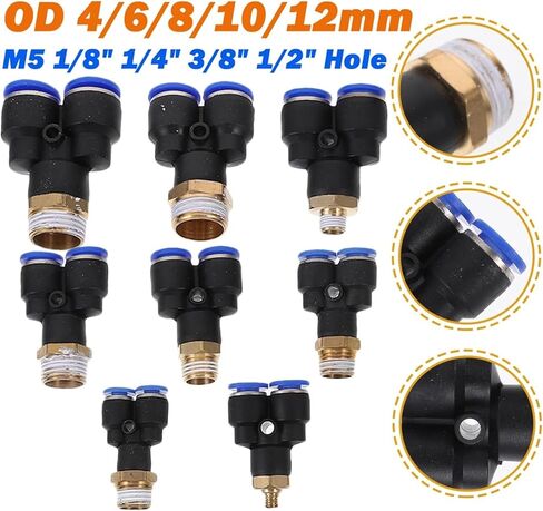 1pcs PX Pneumatic Air Connector Fitting Y Shaped 4/6/8/10/12mm Male Thread M5 1/8" 1/4" 3/8" 1/2" Hole Straight Hose Quick Connectors(PX4-01(5Pcs)) in Saudi Arabia