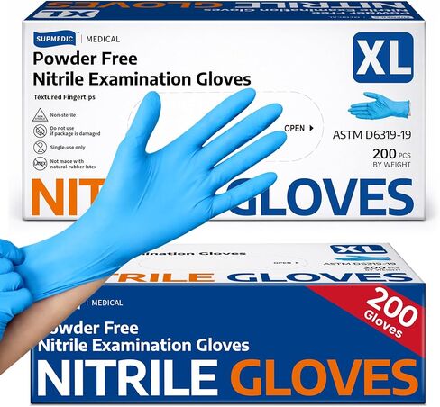 Medical Soft Max™ Nitrile Exam Gloves 200 Count Latex & Powder-Free Food Safe Cooking Cleaning Disposable Glove Blue in Kuwait