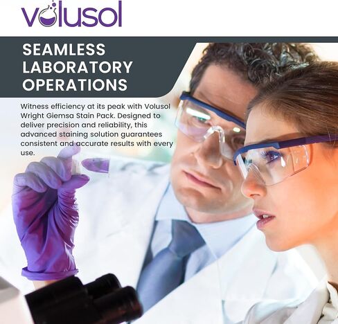 Volu-Sol Wright-Giemsa Stain Kit – Includes Wright Giemsa, Buffer, Rinse – Romanowsky Microscope Stain for Blood & Bone Marrow Smears – Accurate WBC Count & RBC Morphology Study – 4 oz (118 ml) Each) in Kuwait