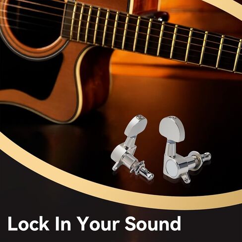 أوتاد ضبط الجيتار 6R، رؤوس آلة صغيرة مربعة محكمة الغلق، 6 موالفات جيتار صوتية مضمنة، آلات ضبط جيتار بديلة سلسة (نيكل) in Kuwait