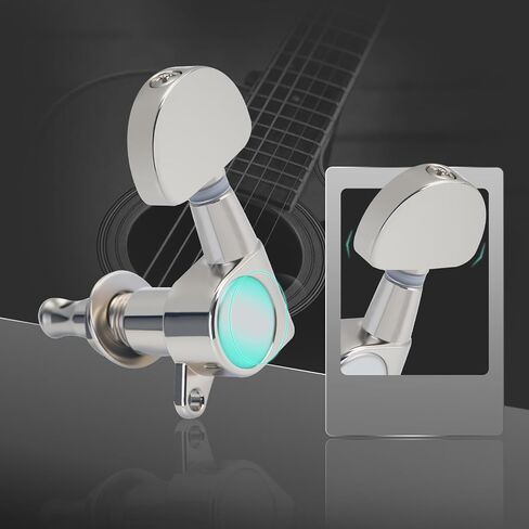 أوتاد ضبط الجيتار 6R، رؤوس آلة صغيرة مربعة محكمة الغلق، 6 موالفات جيتار صوتية مضمنة، آلات ضبط جيتار بديلة سلسة (نيكل) in Kuwait