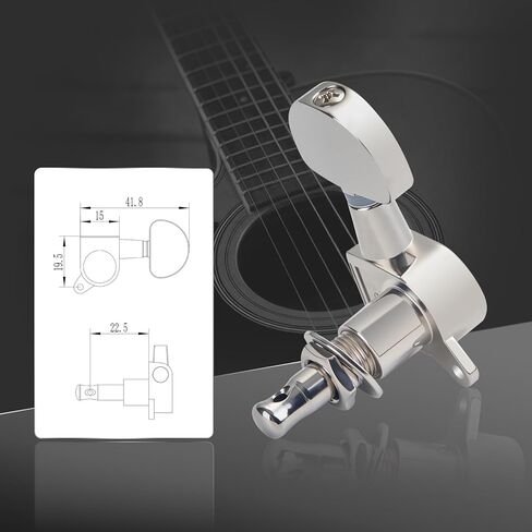 أوتاد ضبط الجيتار 6R، رؤوس آلة صغيرة مربعة محكمة الغلق، 6 موالفات جيتار صوتية مضمنة، آلات ضبط جيتار بديلة سلسة (نيكل) in Kuwait