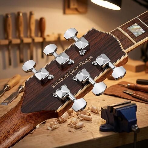 6Pcs Semi-closed Guitar Tuners,3L3R Semi-Closed Guitar String Tuning Pegs,Machine Heads Tuner Knobs Tuning Keys with Nuts for Acoustic or Electric Guitar in Kuwait