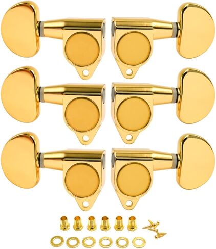 FXJXB 18:1 Guitar Tuning Pegs 3x3 Standard Guitar Tuners Electric Or Acoustic Guitar Tuning Keys Machine Heads Replacement-Gold(3R+3L) in Saudi Arabia