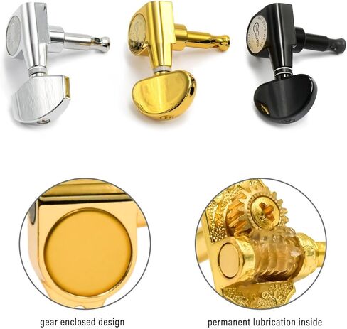 FXJXB 18:1 Guitar Tuning Pegs 3x3 Standard Guitar Tuners Electric Or Acoustic Guitar Tuning Keys Machine Heads Replacement-Gold(3R+3L) in Saudi Arabia