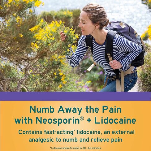 Neosporin + Lidocaine First Aid Triple Antibiotic Ointment, Fast-Acting, Maximum Strength Topical Pain Relief, 24-Hour Infection Protection That Numbs Away The Pain for Minor Wound Care, 1 oz in Kuwait
