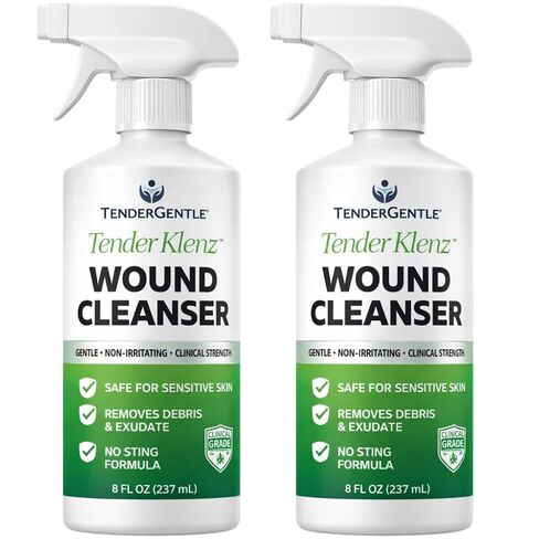 Wound Cleanser Spray, 8 oz - Saline Wound Wash for Cleaning Wounds - No Rinse Solution with Adjustable Nozzle - Good for Sensitive Skin in Kuwait