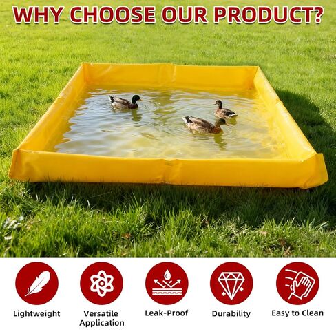 ATOLS Folding Duck Pond 4' x 4' x 6", Portable Spill Containment Tray, Berm, Dog Pool & Plastic Pond Tub for Outdoor Use (2 Pack) in Kuwait