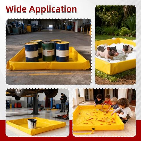 ATOLS Folding Duck Pond 4' x 4' x 6", Portable Spill Containment Tray, Berm, Dog Pool & Plastic Pond Tub for Outdoor Use (2 Pack) in Kuwait