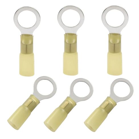 Hordion 100pcs Heat Shrink Ring Terminals 3/8", M10 Yellow 12-10 AWG Electrical Connectors Waterproof and Insulated Wire Terminal Connectors for Automotive, Audio in Saudi Arabia