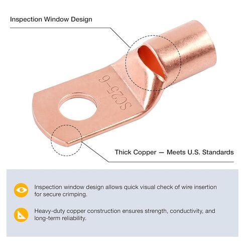 YUZES 200PCS Copper Wire Lugs AWG12 10 8 6 4 2 with Heat Shrink Set, Battery Cable Ends Ring Terminals Connectors, Crimp Terminals for Automotive, Marine, RV, Solar, Inverter & Audio Applications in Kuwait