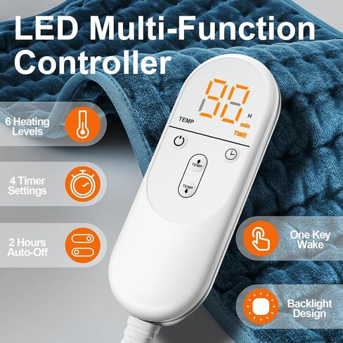 وسادة تسخين للظهر، وسادات تسخين كهربائية للتشنجات/البطن/الخصر/الكتف مع 6 إعدادات للحرارة وإيقاف تلقائي، وسادة حرارة رطبة/جافة، هدايا عيد الأم للأم والزوجة والجدة، 30.48 سم × 60.96 سم in Kuwait