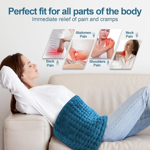 وسادة تسخين للظهر، وسادات تسخين كهربائية للتشنجات/البطن/الخصر/الكتف مع 6 إعدادات للحرارة وإيقاف تلقائي، وسادة حرارة رطبة/جافة، هدايا عيد الأم للأم والزوجة والجدة، 30.48 سم × 60.96 سم in Kuwait