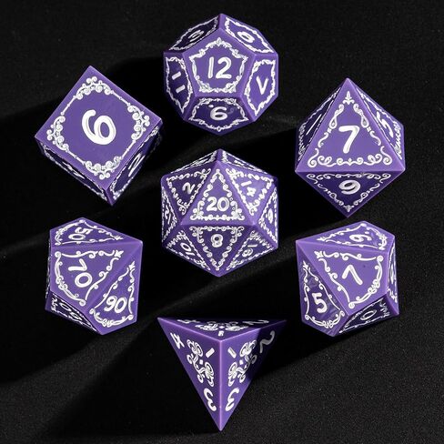 Cusdie Sharp Edges Dice DND, 7 PCs D&D Dice, Handcrafted Polyhedral Dice Set, for Role Playing Game MTG Pathfinder (Black Pattern) in Kuwait