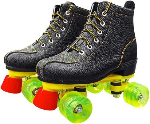 Quad Roller Skate Women's Classic Roller Skates PU Leather Children and Adult Safety Comfortable Outdoor Sports Shoes (black 3) in Saudi Arabia