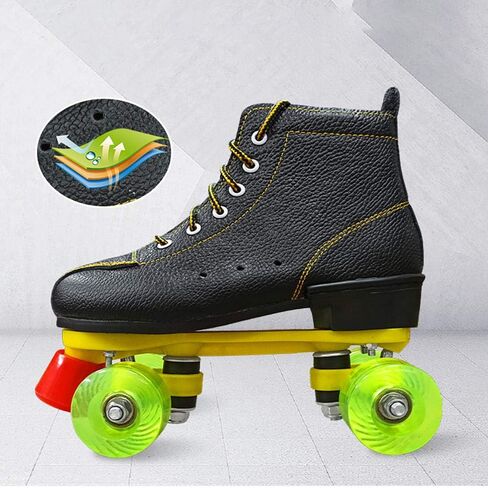 Quad Roller Skate Women's Classic Roller Skates PU Leather Children and Adult Safety Comfortable Outdoor Sports Shoes (black 3) in Saudi Arabia