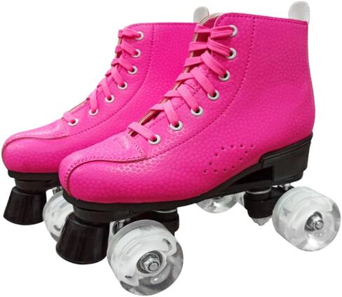 Quad Roller Skate Adult Double-Row Leather Skates Universal high top-Wheel Skates Adjustable Outdoor Freestyle Skates (rose Red 4) in Saudi Arabia