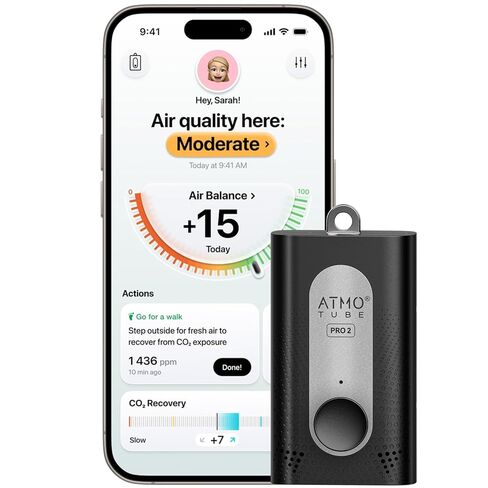 Atmotube PRO 2 Battery Powered Portable Outdoor and Indoor Professional Air Quality Monitor [PM, CO2, VOCs, NOx, Temperature, Humidity and Barometric Pressure Tester], Pollution Meter in Kuwait